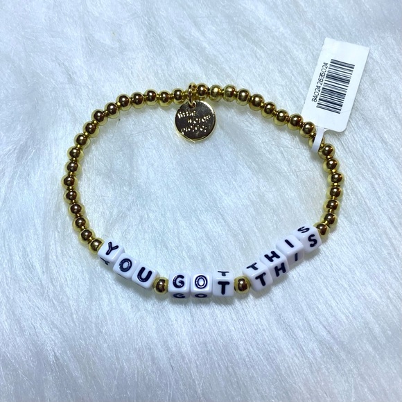NWT Little Words Project 14k Gold Waterproof ‘You Got This’ Beaded Bracelet S/M - Picture 3 of 16
